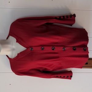 Notations petite red vampy button down sweater size pxl